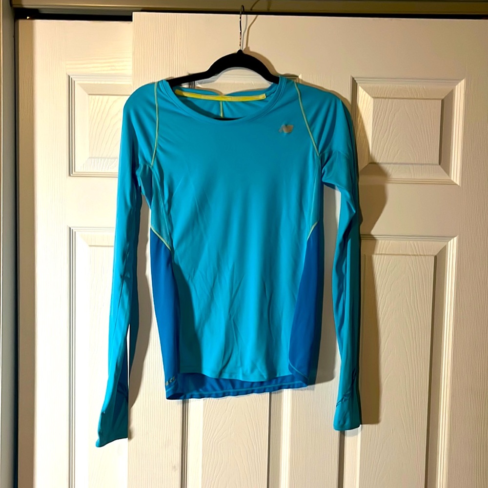 New balance blue and yellow workout shirt